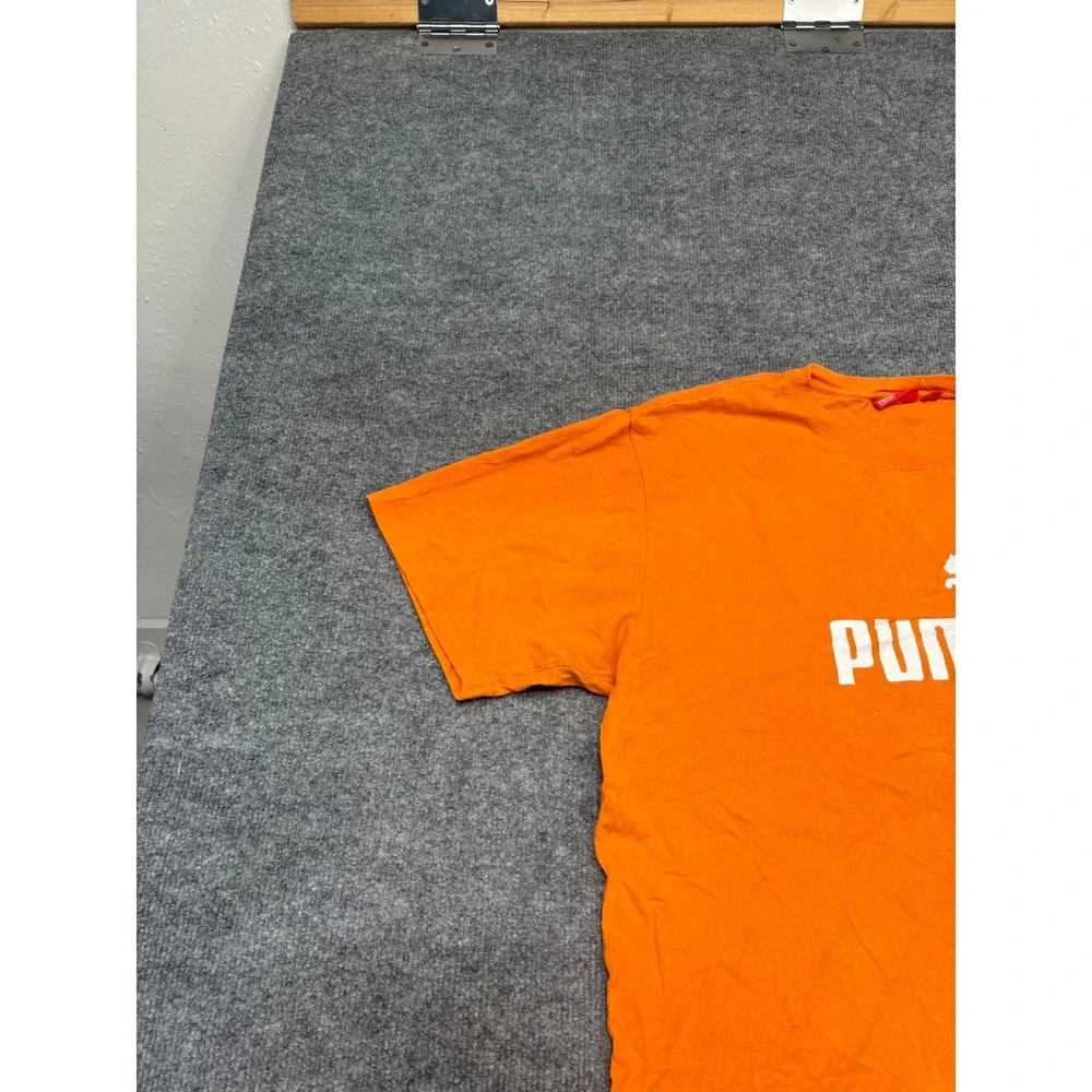 Puma Mens Graphic Logo T-Shirt Orange Cotton Short Sleeve‎ Tee Size Medium M